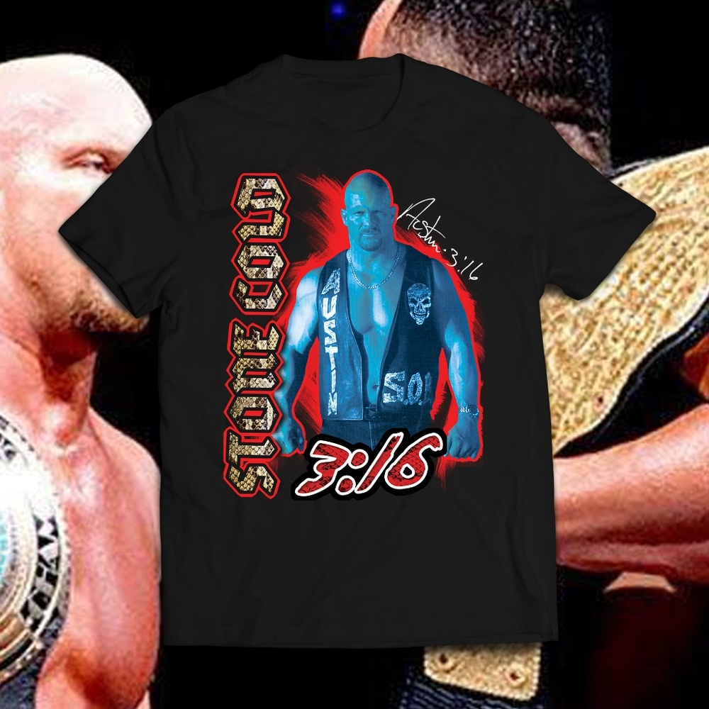 Vintage Style Black Stone Cold Wrestling Tee